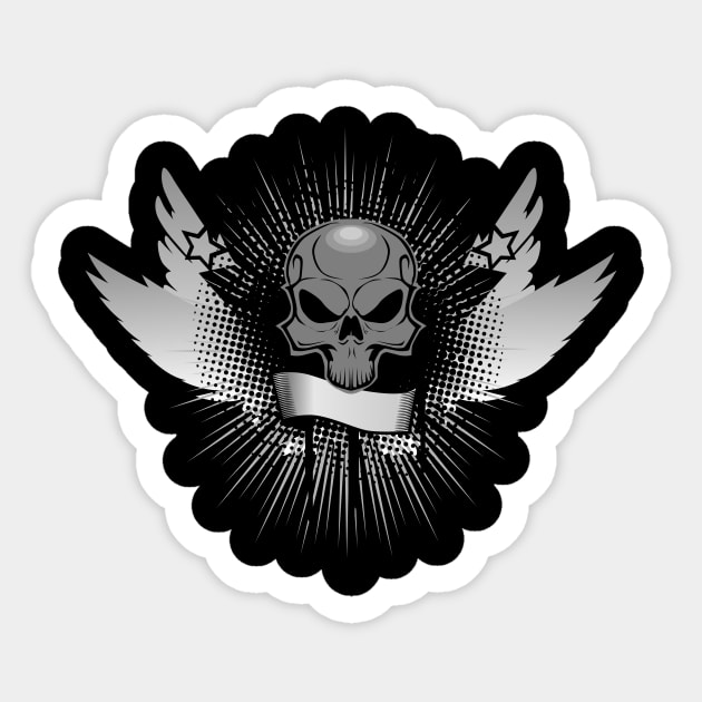 6 Stars Skull Sticker by viSionDesign